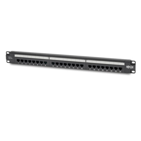 Panel De Parcheo Cargado De Conexiones Cat6 De 24 Puertos – Cumple Con PoE+ – 110 / Krone, 568A/B, RJ45 Ethernet, Instalación En 1U De Rack, Taa N252-P24