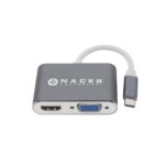 Adaptador Tipo C A HDMI+VGA Naceb Technology Na-0113 - Plata, USB C, HDMI+VGA