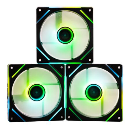 Kit De 3 Ventiladores Naceb Technology Na-0650N/3X120Mm/Argb/1400Rpm/Color Negro