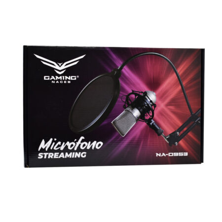 Microfono Streaming Naceb Alambrico, 20000 Hz, 3.5Mm/USB, Negro, Na-0953