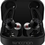 Audifonos In-Ear Bluetooth 5.1 True Wireless Sonido Hi Fi 30Mah Caja De Carga 200Mah Indicador 4 LED Con Orejera Anti Caida Negro / Rojo -
