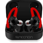 Audifonos In-Ear Bluetooth 5.1 True Wireless Sonido Hi Fi 30Mah Caja De Carga 200Mah Indicador 4 LED Con Orejera Anti Caida Negro / Rojo -