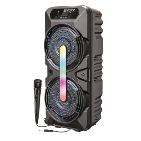 Bafle Karoke Necnon Bluetooth Doble 6.5 Pulgadas Nb-06B Tws Incluye Microfono Alambrico Radio Fm Micro SD USB Barra De Luz LED 6500 Watts Negro -
