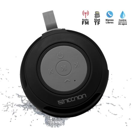 Bocina Portatil Necnon Nb-04W Pro/Bluetooth/Arnes Resistente A Salpicaduras Ipx4/Radio Fm/Lector Micro SD/Manos Libres/Negro/Nbbs0401Ip
