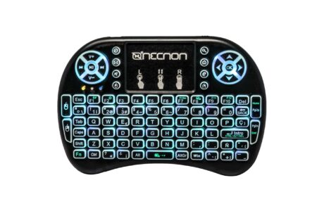 Control Remoto Nrc-01 Touch Pad Teclado Qwerty LED 7 Colores Recargable Tv Smartphone Tv Box Negro