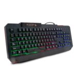 Teclado Gamer Ngk-Minotaur 104 Teclas Retroiluminado LED Multicolor Diseno Ergonomico Resistente A Salpicaduras Rojo/Negro -