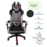 Silla Gamer Inclinacion Respaldo 145° Clase 4 140-150Kg Ngs-01 Foam 350Mm 63Cm64Cm121-131Cm Rueda 5 Pulgadas Cojin Lumbar Y Cabeza Gris/Rojo -