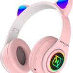 Diadema Audifonos Inalambricos Necnon Nbh-07/Bluetooth/Con Orejas/Rgb/Radio Fm/Slot Para Micro SD/3.5Mm/Rosa/Ncab0704Rg