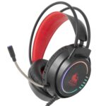 Diadema Audifono C/Microfono Necnon Alambrico Gamer 3.5Mm/LED/Color Negro-Rojo, Ncagki02Fl