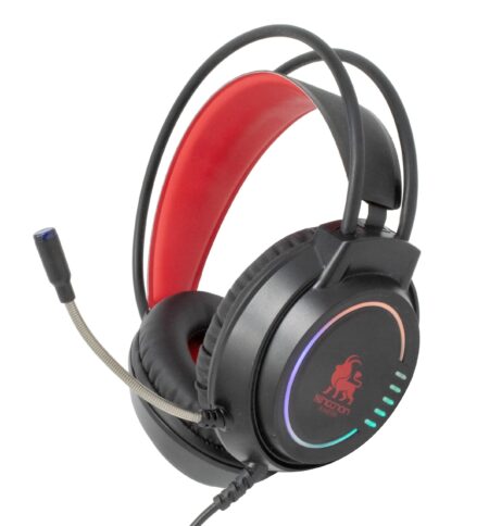 Diadema Audifono C/Microfono Necnon Alambrico Gamer 3.5Mm/LED/Color Negro-Rojo, Ncagki02Fl
