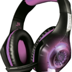 Diadema Audifono Flexible C/Microfono Necnon, Alambrico 3.5Mm Color Negro-Fucsia, Ncagvi13Si
