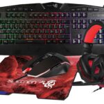 Kit Gaming 4 En 1 Ngc-Kraken Audifonos LED Teclado 114 Teclas Mouse 7 Botones Hasta 3200Dpi Mousepad Rojo -