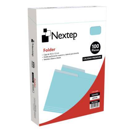 Caja C/100 Piezas De Folders Nextep Ne-011A Tamaño Oficio/Azul