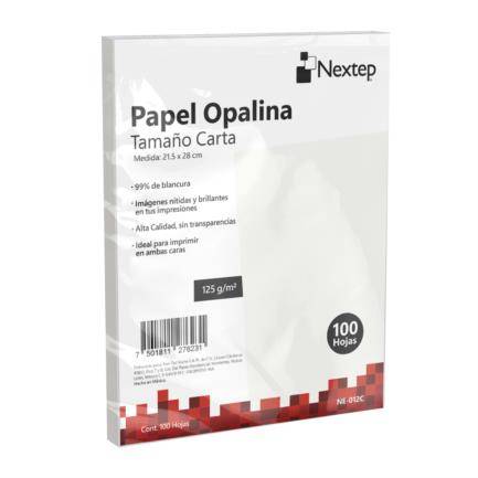 Papel Opalina Nextep Ne-012C Blanca Con 100 Piezas De 125Gr –