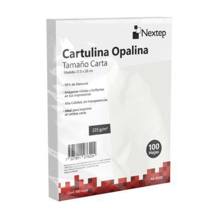Cartulina Opalina Nextep Ne-012D Carta/Color Blanco/Con 100 Piezas/225 Gr