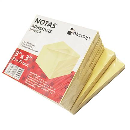 Nota Adhesiva Nextep Ne-055A 3X3 Amarilla Con 5 Bloques De 100 Hojas Cada Uno -