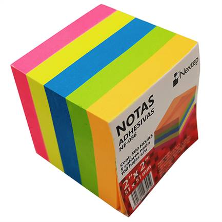 Nota Adhesiva Nextep Ne-056 2X2 Color Neon Con 5 Bloques De 100 Hojas Cada Uno –