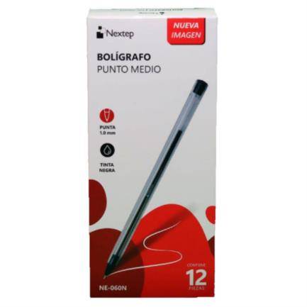 Bolígrafo Nextep Ne-060N 1000 0.0 Color Negro 1Mm C/12 Barril Trasparente Contenido Por Master 120 Piezas –