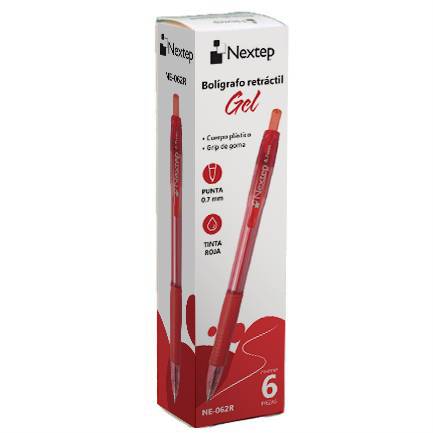 Caja C/12 Piezas De Boligrafos Nextep Ne-062R De 0.7Mm/Mediano/Rojo