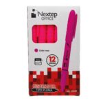 Caja C/12 Piezas De Marcador Resaltador Nextep Ne-084R Tipo Pluma Punta Cincel/Color Rosa