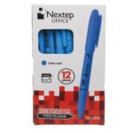Caja C/12 Piezas De Marcador Resaltador Nextep Ne-084Z Tipo Pluma Punta Cincel/Color Azul