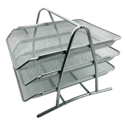 Charola Organizadora Nextep Ne-162P De Malla Metalica/Con 3 Niveles/Para Tamaño Oficio/Plata