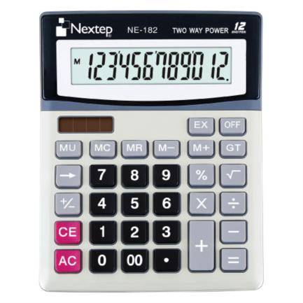 Calculadora Nextep Ne-182, 12 Digitos Escritorio Bateria/Solar