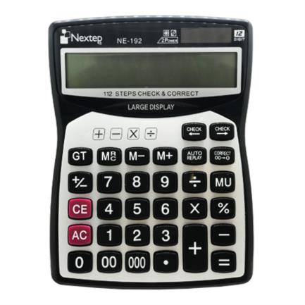Calculadora Nextep 12 Digitos Pantalla Grande Escritorio Cubierta Metalica Bateria/Solar Ne-192