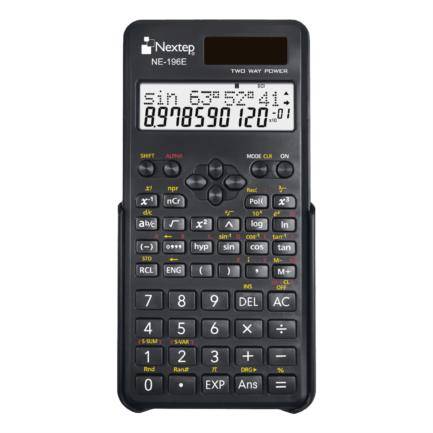 Calculadora Cientifica Nextep Ne-196E De 10+2 Digitos/Doble Linea/240 Funciones/Solar/Bateria