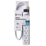 Barra Multicontacto Nextep Ne-240 Con 6 Contactos Aterrizados/Supresor 490J/Cable De 50Cm/16Awg