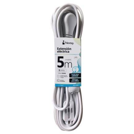 Extension Electrica Nextep Ne-244C De 5M/Con 3 Contactos Polarizados/Clavija Plana/Blanca