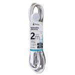 Extension Electrica Nextep Ne-244D De 2M/Con 3 Contactos Polarizados/16Awg/Clavija Plana/Blanca