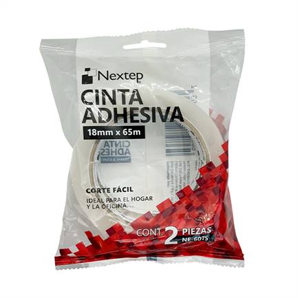 Paquete C/2 Piezas De Cintas Transparente Nextep Ne-607S De 18Mmx65Mts/Corte Facil/Uso General