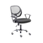 Silla Secretarial Nextep Ne-650S Altura Ajustable Y Reclinable Giratoria Y Cromada, Color Negro