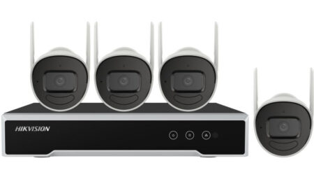 Kit IP Inalambrico Hikvision Nk42W0H-1T(E) P 1080P/Nvr 4 Canales/4 Camaras Bala P/Exterior/1 HDD De 1Tb/Modo Repetidor