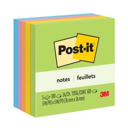 Notas Adhesivas 3M Post-It 654-5Uc Ultra 7.6X7.6 C/5 Blocks 100Hjs C/U