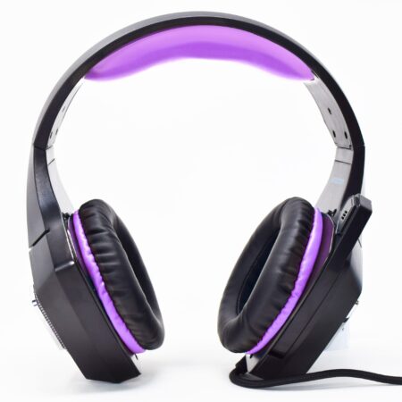Diadema Audifono Flexible C/Microfono Necnon Alambrico Gamer 3.5Mm/LED/Color Negro-Rojo C/Adaptador Rojo, Npagdr02Vi