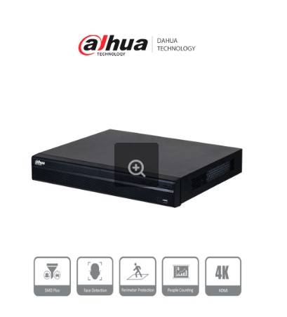 Dahua Dhi-Nvr4232-4Ks3 Nvr De 32 Canales IP - 8 Mp/4K, 160 Mbps, Smart H.265+, 2 Bahías Para HDD De 20 Tb, HDMI VGA, Soporta Cámaras Wizs 2Ch Smd+
