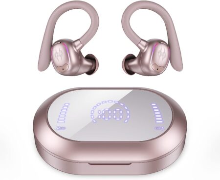AUDIFONOS INALAMBRICOS C/MICROFONO ORZ YYK6351/BLUETOOTH/PANTALLA LED/CANCELACION DE RUIDO/IMPERMEABLE/COLOR ROSA