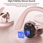 AUDIFONOS INALAMBRICOS C/MICROFONO ORZ YYK6351/BLUETOOTH/PANTALLA LED/CANCELACION DE RUIDO/IMPERMEABLE/COLOR ROSA