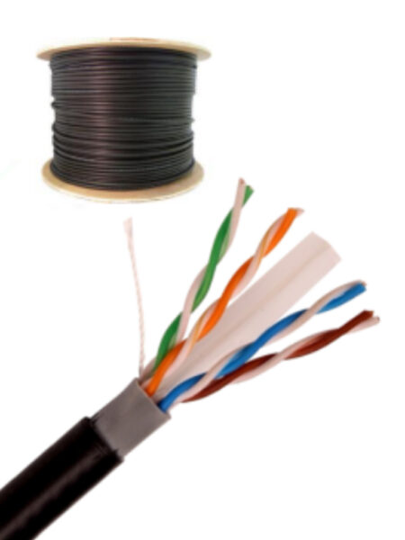 Saxxon Outpcat6Ccaext- Cable Utp Cca De 305M, Categoría 6 Para Exteriores, Con Doble Forro Y Color Negro
