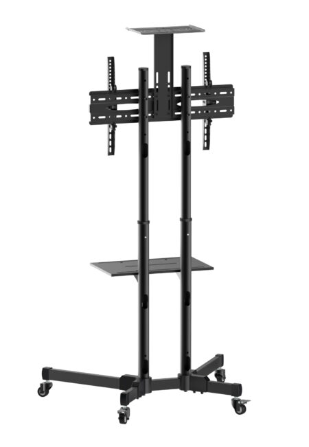 Soporte De Piso Movil Ovaltech Para Tv De 37 A 70″ Hasta 50Kg, Color Negro, Ovtv-Ca3770