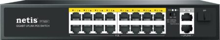Netis Switch PoE P116Gh - 16 Puertos PoE (100 Mbps) Y 2 Puertos Uplink (1000 Mbps), 240W, Watch Dog, Plug Play, 250 Mts De Alcance, No Administrable