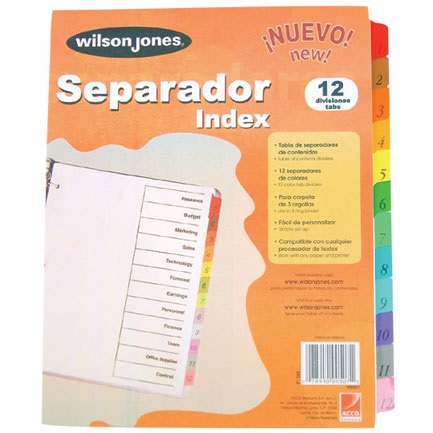 Separador Wilson Jones Con 12 Divisiones Economico