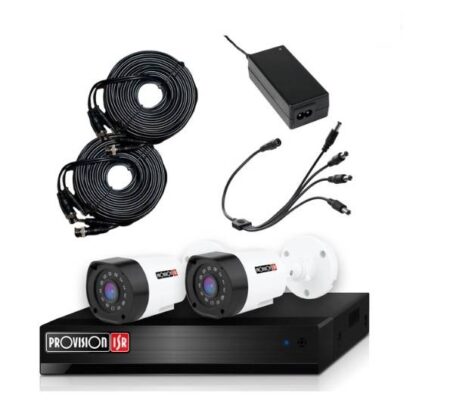 Kit De Videovigilancia De 2 Cámaras De 2 Mp Policarbonato - 2 Cables Siamés De 20 Metros, Fuente De 12V/3A, Pulpo De 4 Salidas, No Incluye HDD