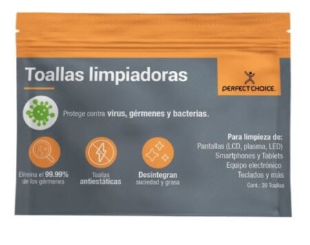 Toallas Limpiadoras Perfect Choice, Paños Húmedos, LCD/Tft/Plasma