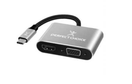 Cable Adaptador USB-C A Hdmi1+VGA Perfect Choice Pc-101284/Negro-Gris