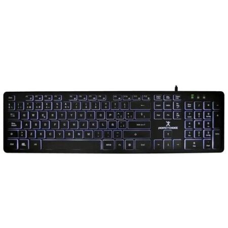 Teclado Alambrico Perfect Choice Pc-201304 USB/Iluminacion Blanca/Español/Color Negro