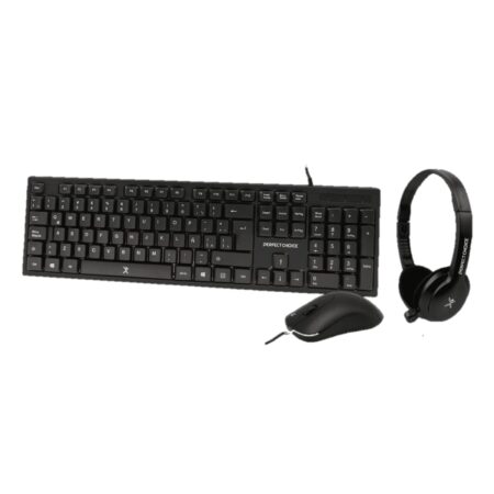 Kit Teclado Mouse Y Diadema Perfect Choice Pc-201717, Alambrico/USB/Negro/Español