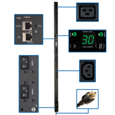 Pdu Tripp-Lite Pdumv30Hvnetlx – Conmutado, 0U, Vertical, Metal, 200-240 V